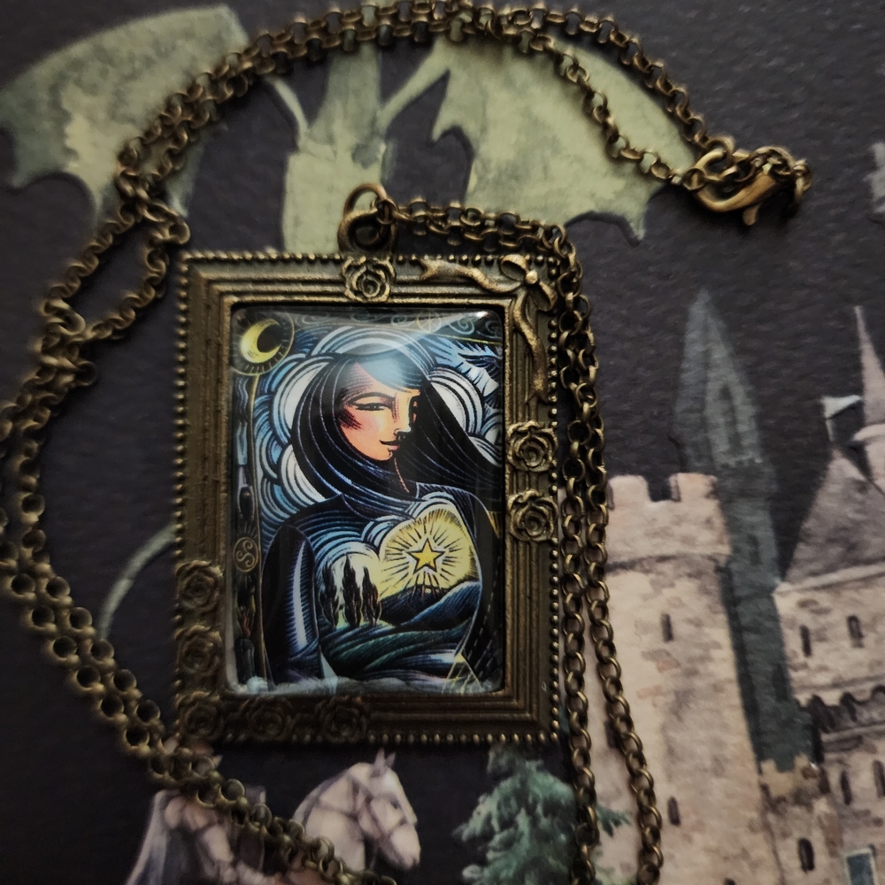 Handmade Glass Framed Art Necklace